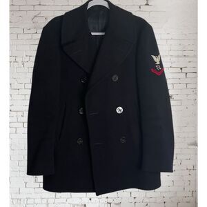 RARE Vintage kersey 100% wool US NAVY Military Peacoat Men’s 36 R Lined